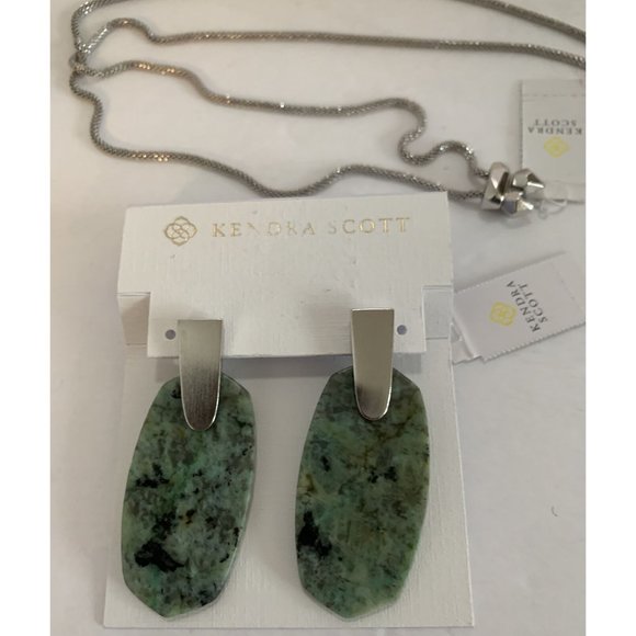 KENDRA SCOTT 'INEZ' AFRICAN TURQUOISE NECKLACE PENDANT POST EARRINGS SET NEW NWT - Picture 3 of 8